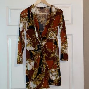 Chain print design tuxedo dress from FashionNova. L.